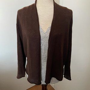 Eileen Fisher: Open Front Cropped Brown Cardigan